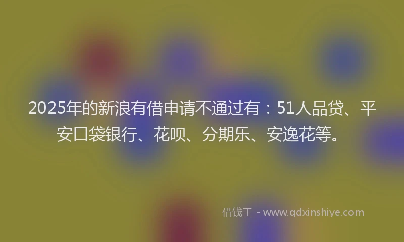 2025年的新浪有借申请不通过有：51人品贷、平安口袋银行、花呗、分期乐、安逸花等。
