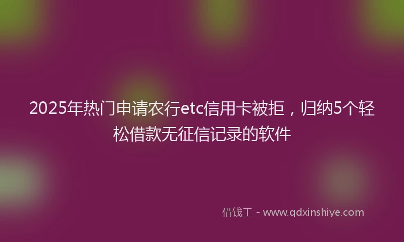 2025年热门申请农行etc信用卡被拒，归纳5个轻松借款无征信记录的软件