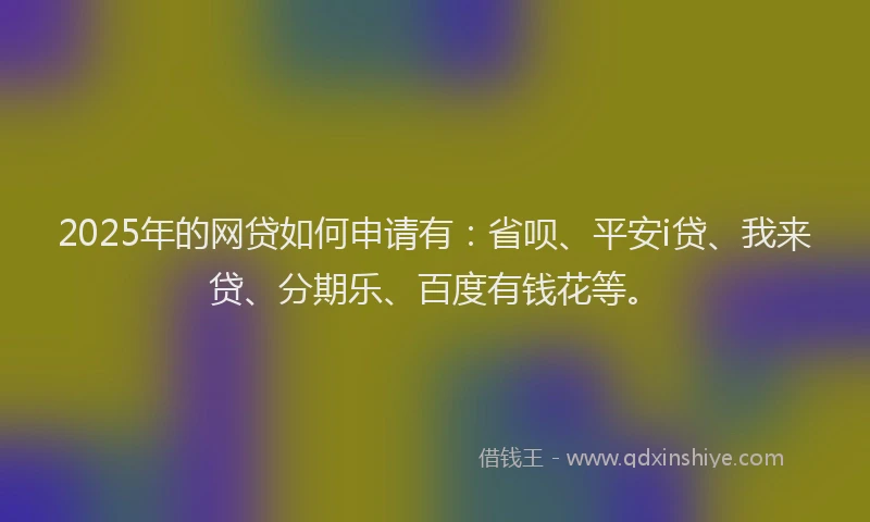 2025年的网贷如何申请有：省呗、平安i贷、我来贷、分期乐、百度有钱花等。