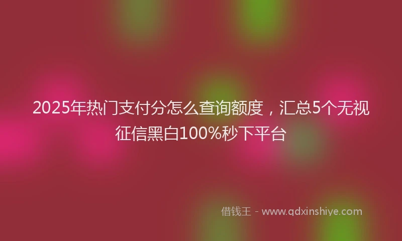 2025年热门支付分怎么查询额度，汇总5个无视征信黑白100%秒下平台