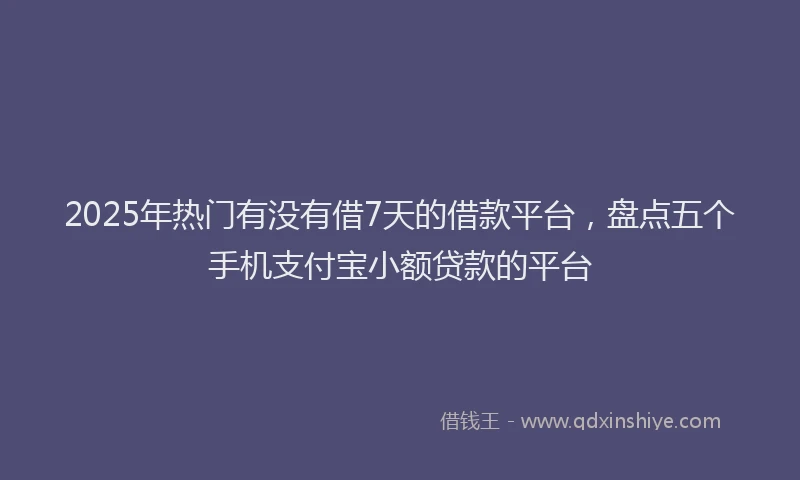2025年热门有没有借7天的借款平台，盘点五个手机支付宝小额贷款的平台
