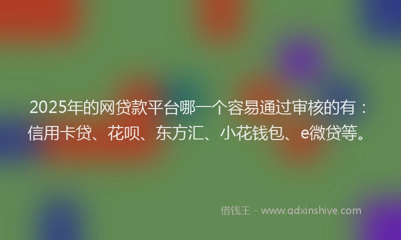 2025年的网贷款平台哪一个容易通过审核的有：信用卡贷、花呗、东方汇、小花钱包、e微贷等。