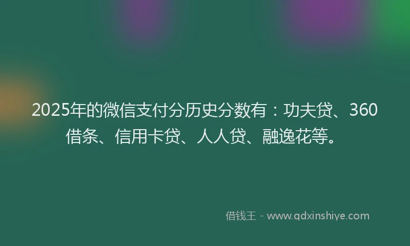 2025年的微信支付分历史分数有：功夫贷、360借条、信用卡贷、人人贷、融逸花等。