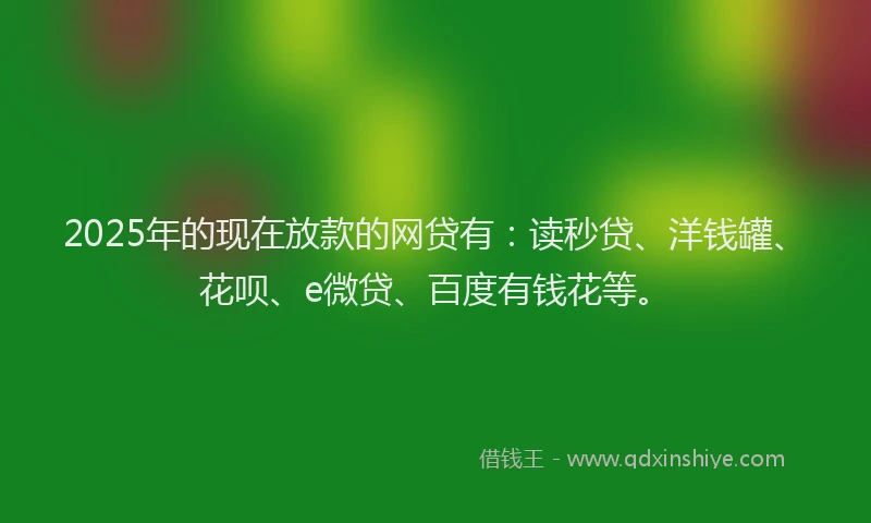 2025年的现在放款的网贷有：读秒贷、洋钱罐、花呗、e微贷、百度有钱花等。
