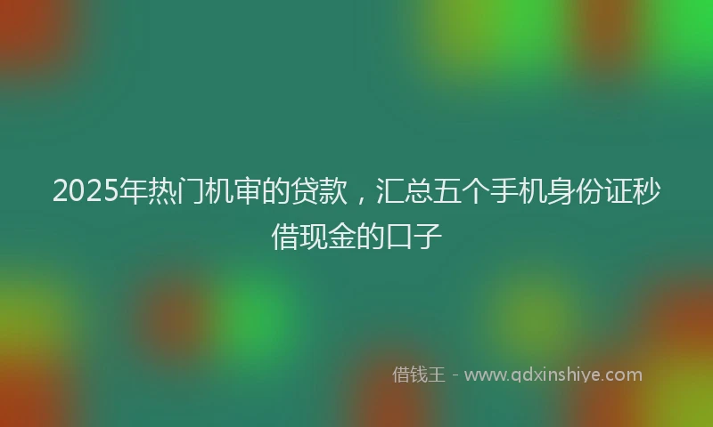 2025年热门机审的贷款，汇总五个手机身份证秒借现金的口子