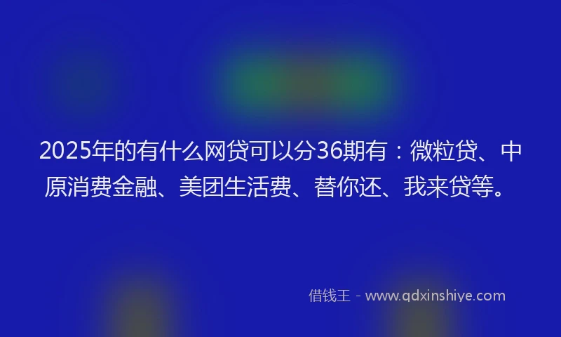 2025年的有什么网贷可以分36期有：微粒贷、中原消费金融、美团生活费、替你还、我来贷等。