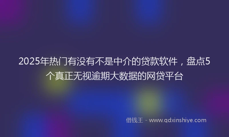 2025年热门有没有不是中介的贷款软件，盘点5个真正无视逾期大数据的网贷平台
