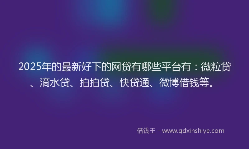 2025年的最新好下的网贷有哪些平台有：微粒贷、滴水贷、拍拍贷、快贷通、微博借钱等。