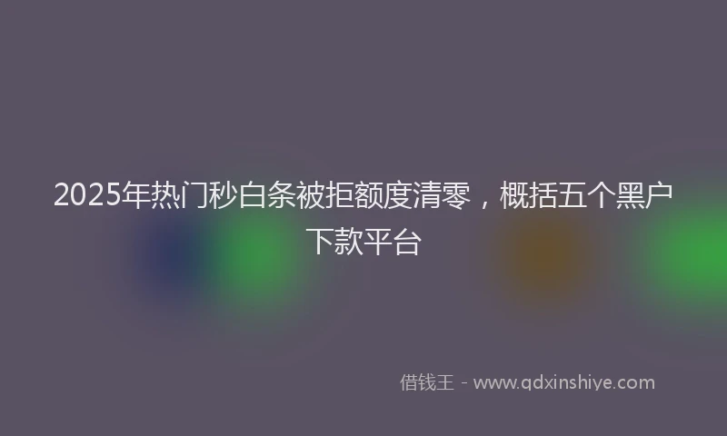 2025年热门秒白条被拒额度清零，概括五个黑户下款平台