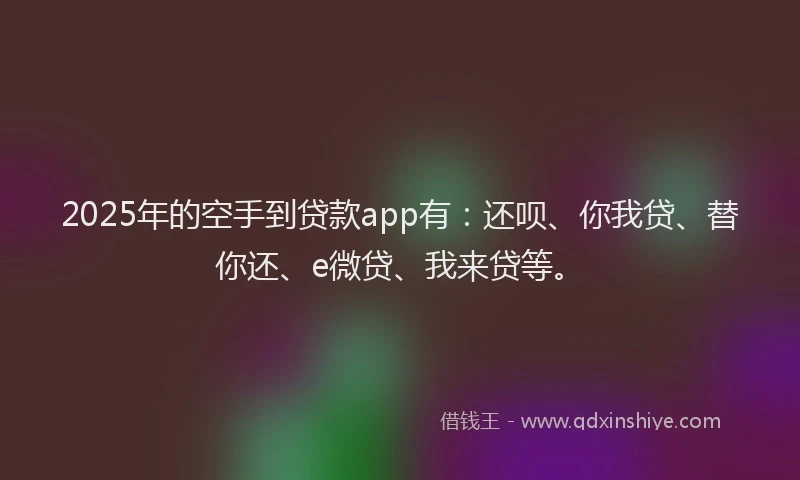 2025年的空手到贷款app有：还呗、你我贷、替你还、e微贷、我来贷等。