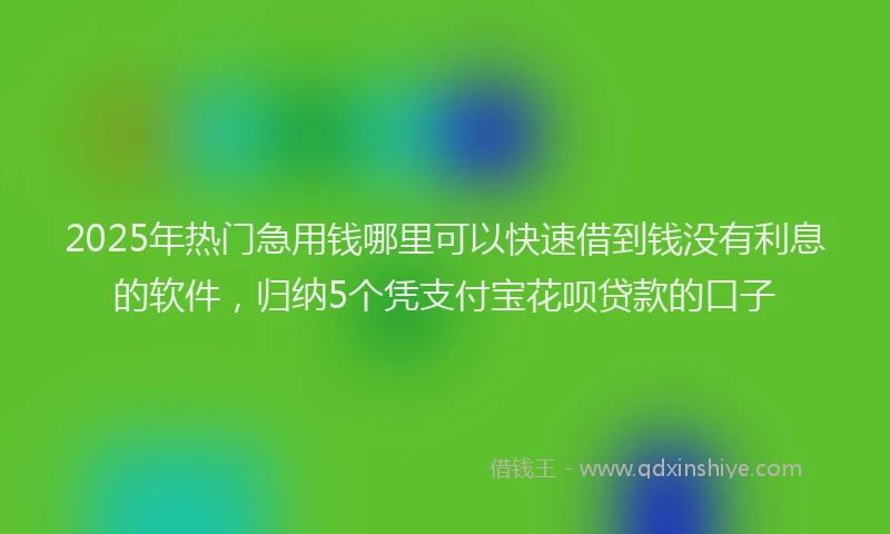 2025年热门急用钱哪里可以快速借到钱没有利息的软件，归纳5个凭支付宝花呗贷款的口子