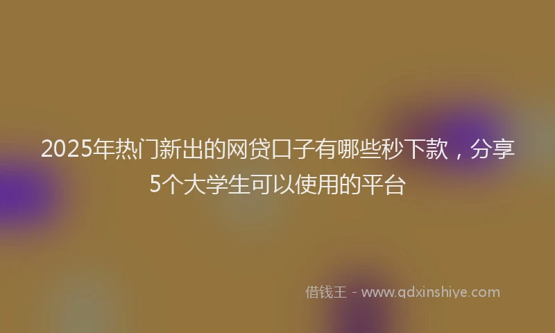 2025年热门新出的网贷口子有哪些秒下款，分享5个大学生可以使用的平台