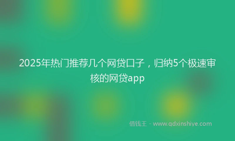 2025年热门推荐几个网贷口子，归纳5个极速审核的网贷app