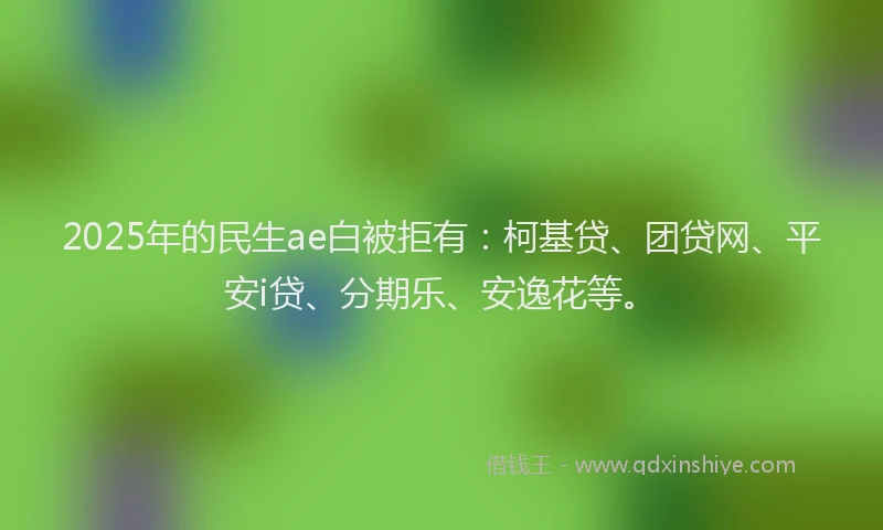 2025年的民生ae白被拒有：柯基贷、团贷网、平安i贷、分期乐、安逸花等。