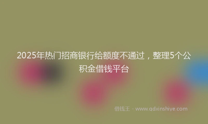 2025年热门招商银行给额度不通过，整理5个公积金借钱平台