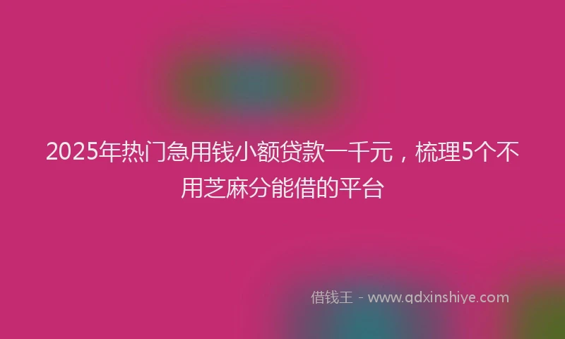 2025年热门急用钱小额贷款一千元，梳理5个不用芝麻分能借的平台