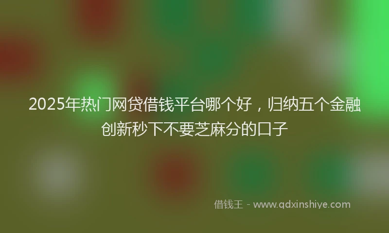 2025年热门网贷借钱平台哪个好，归纳五个金融创新秒下不要芝麻分的口子
