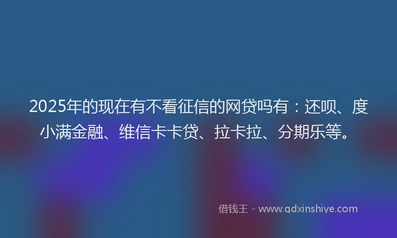 2025年的现在有不看征信的网贷吗有：还呗、度小满金融、维信卡卡贷、拉卡拉、分期乐等。