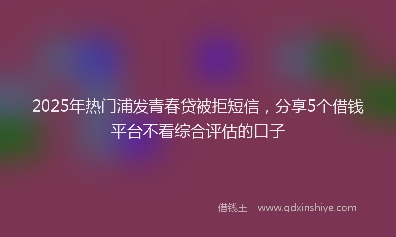 2025年热门浦发青春贷被拒短信，分享5个借钱平台不看综合评估的口子