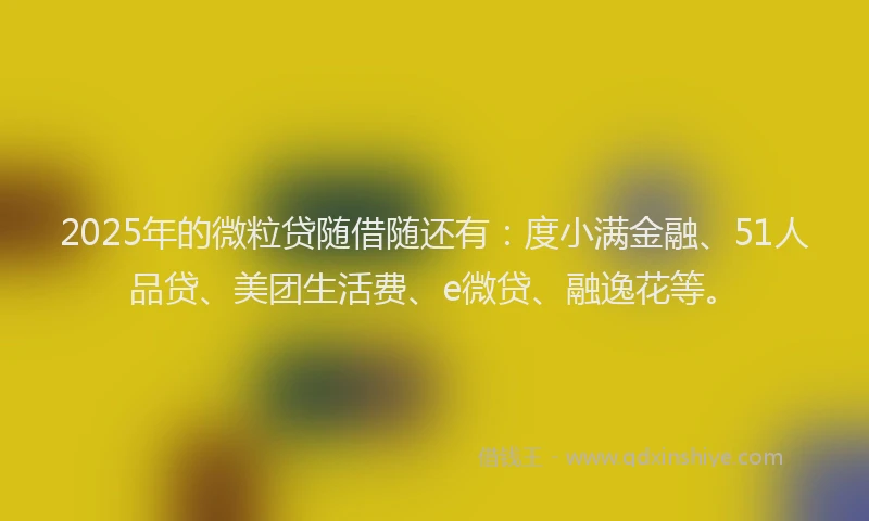 2025年的微粒贷随借随还有：度小满金融、51人品贷、美团生活费、e微贷、融逸花等。