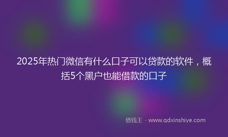 2025年热门微信有什么口子可以贷款的软件，概括5个黑户也能借款的口子