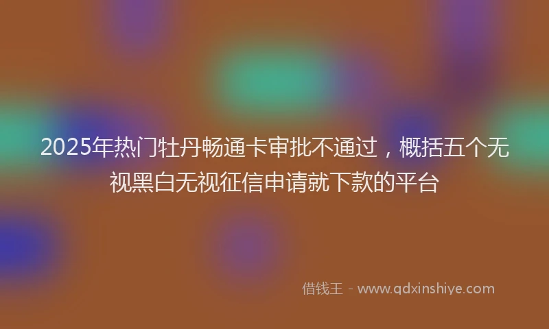 2025年热门牡丹畅通卡审批不通过，概括五个无视黑白无视征信申请就下款的平台