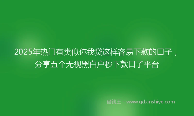 2025年热门有类似你我贷这样容易下款的口子，分享五个无视黑白户秒下款口子平台