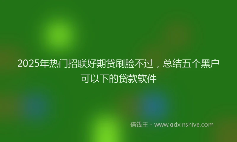 2025年热门招联好期贷刷脸不过，总结五个黑户可以下的贷款软件