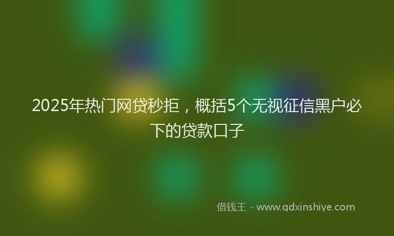2025年热门网贷秒拒，概括5个无视征信黑户必下的贷款口子