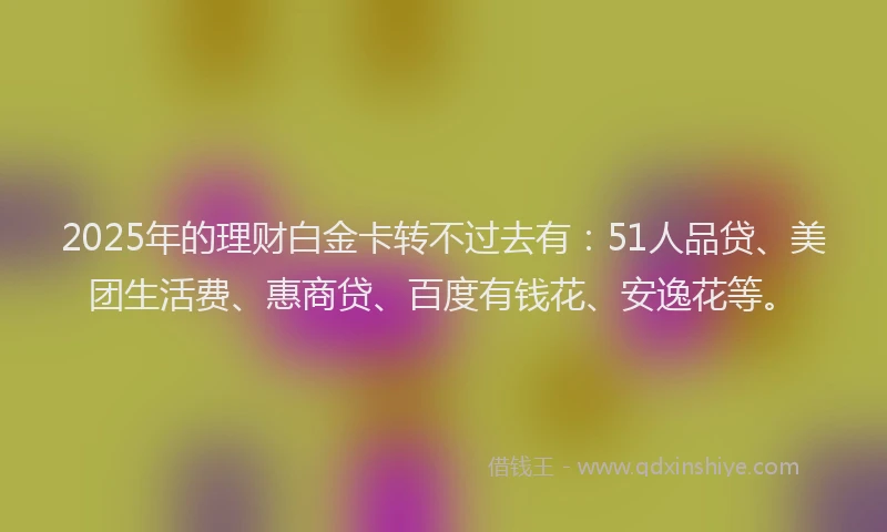 2025年的理财白金卡转不过去有：51人品贷、美团生活费、惠商贷、百度有钱花、安逸花等。