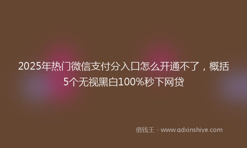 2025年热门微信支付分入口怎么开通不了，概括5个无视黑白100%秒下网贷