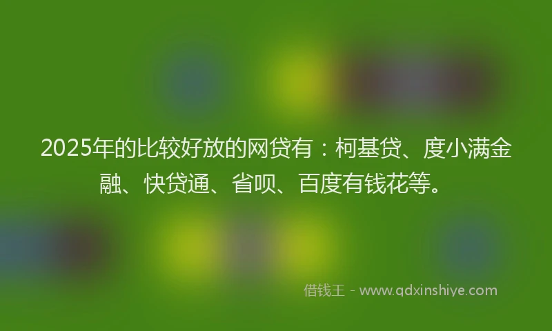 2025年的比较好放的网贷有：柯基贷、度小满金融、快贷通、省呗、百度有钱花等。