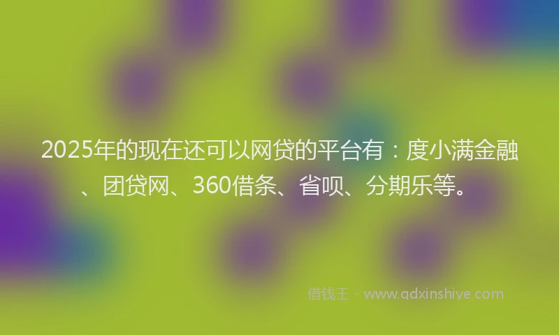 2025年的现在还可以网贷的平台有：度小满金融、团贷网、360借条、省呗、分期乐等。