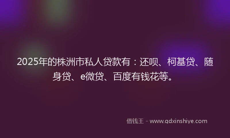 2025年的株洲市私人贷款有：还呗、柯基贷、随身贷、e微贷、百度有钱花等。