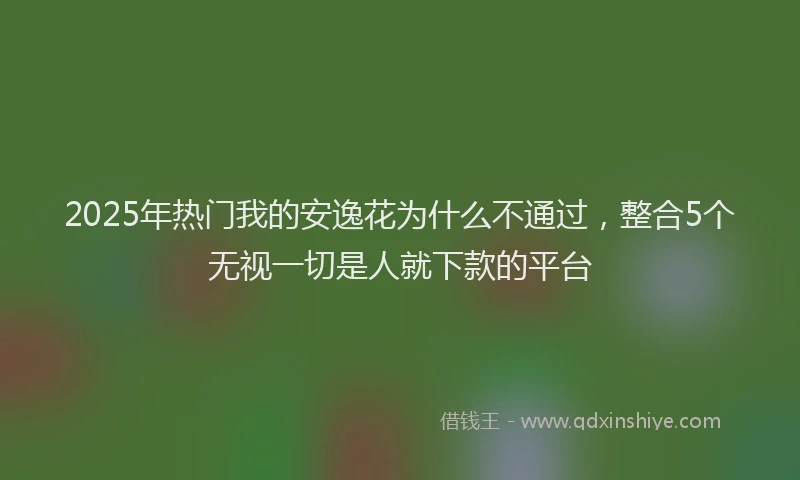 2025年热门我的安逸花为什么不通过，整合5个无视一切是人就下款的平台