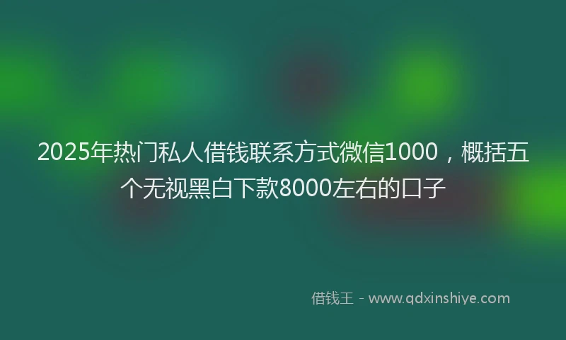 2025年热门私人借钱联系方式微信1000，概括五个无视黑白下款8000左右的口子
