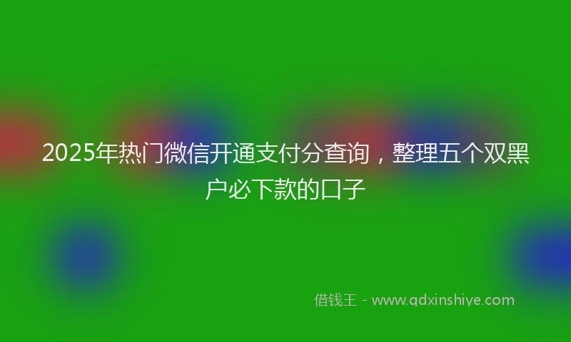 2025年热门微信开通支付分查询，整理五个双黑户必下款的口子