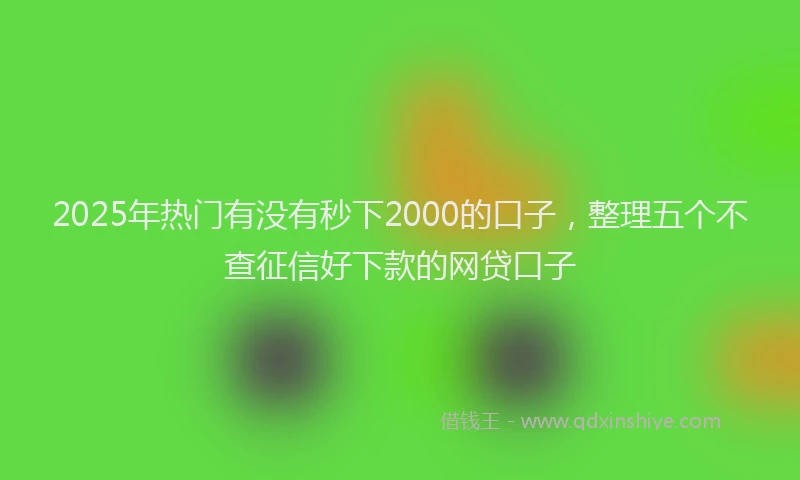 2025年热门有没有秒下2000的口子，整理五个不查征信好下款的网贷口子