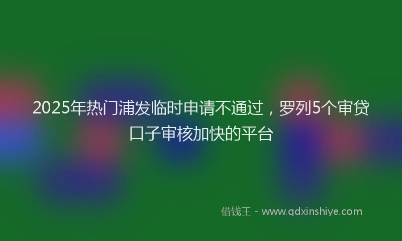 2025年热门浦发临时申请不通过，罗列5个审贷口子审核加快的平台