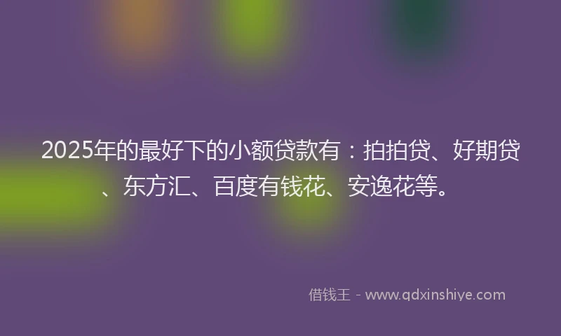 2025年的最好下的小额贷款有：拍拍贷、好期贷、东方汇、百度有钱花、安逸花等。