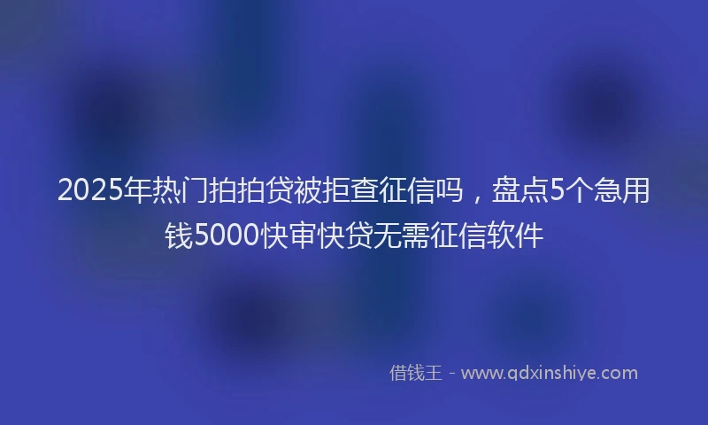 2025年热门拍拍贷被拒查征信吗，盘点5个急用钱5000快审快贷无需征信软件