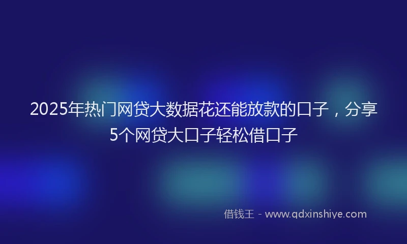 2025年热门网贷大数据花还能放款的口子，分享5个网贷大口子轻松借口子