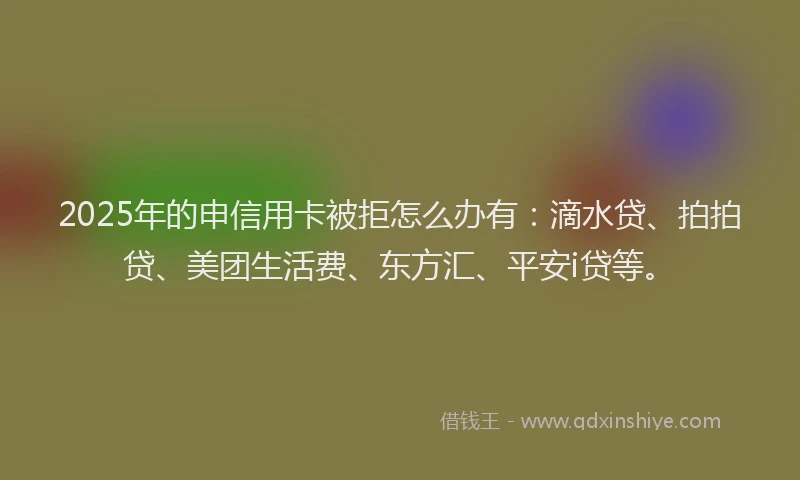 2025年的申信用卡被拒怎么办有：滴水贷、拍拍贷、美团生活费、东方汇、平安i贷等。