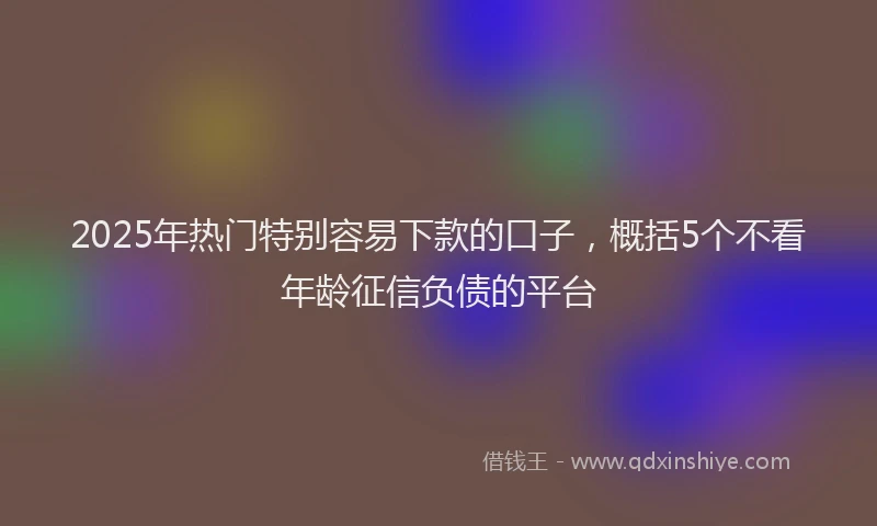 2025年热门特别容易下款的口子，概括5个不看年龄征信负债的平台