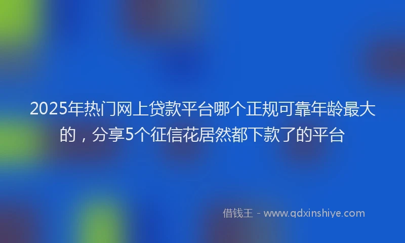 2025年热门网上贷款平台哪个正规可靠年龄最大的，分享5个征信花居然都下款了的平台