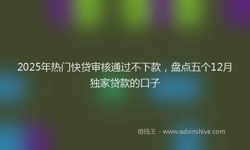 2025年热门快贷审核通过不下款，盘点五个12月独家贷款的口子