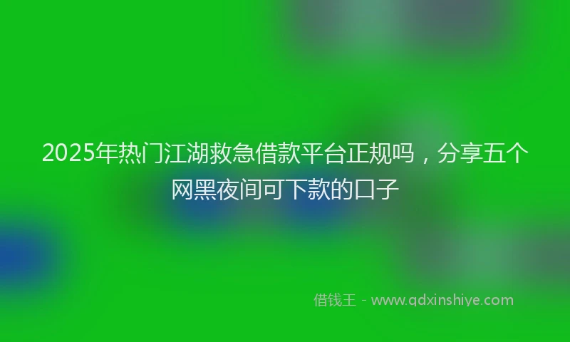 2025年热门江湖救急借款平台正规吗，分享五个网黑夜间可下款的口子