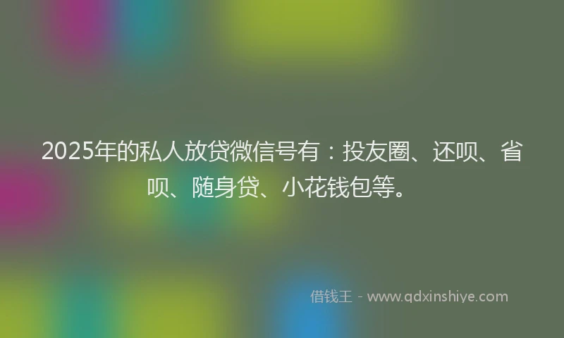 2025年的私人放贷微信号有：投友圈、还呗、省呗、随身贷、小花钱包等。