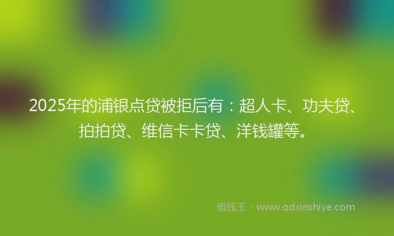 2025年的浦银点贷被拒后有：超人卡、功夫贷、拍拍贷、维信卡卡贷、洋钱罐等。