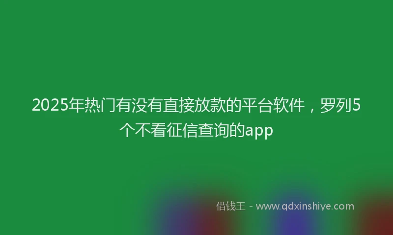 2025年热门有没有直接放款的平台软件，罗列5个不看征信查询的app